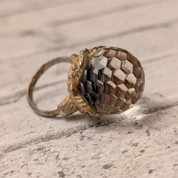 Vintage 60s Rainbow Crystal Ball Ring Size 5.75 - Picture 5 of 10